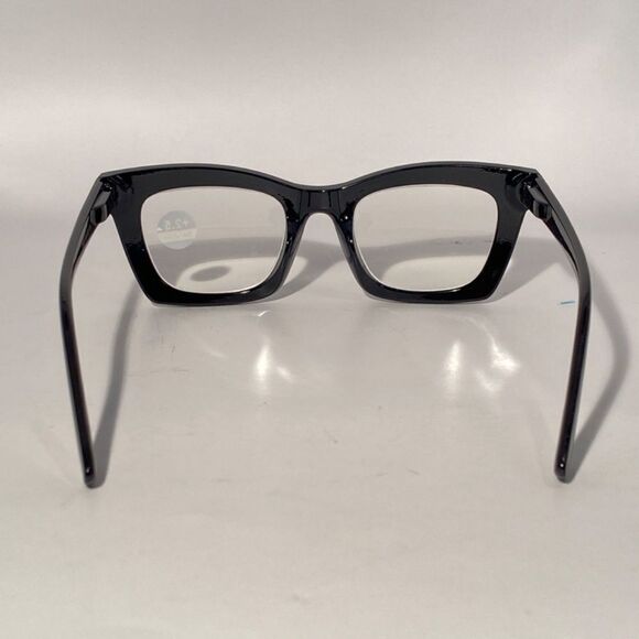 1073 Gretchen Reading Glasses 2.5 Square Readers Black Frames Oversize NWT - Picture 5 of 9